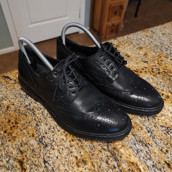 Gravitypope Black Leather Brogue Shoes, US 7 EU 39, Made in Italy - Picture 2 of 12